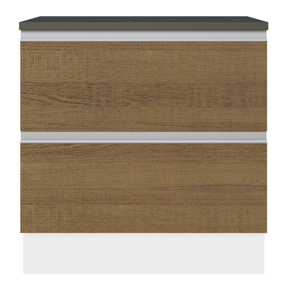 Balcão Madesa Acordes 100% MDF 80 cm 2 Gavetas Branco/Rustic