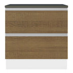 Balcão Madesa Acordes 100% MDF 80 cm 2 Gavetas Branco/Rustic