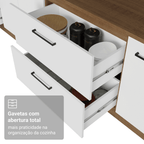 Balcão de Cozinha 80 cm 2 Gavetas (Sem Tampo) Rustic/Branco Agata Madesa