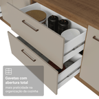 Balcão de Cozinha 80 cm 2 Gavetas (Sem Tampo) Rustic/Crema Agata Madesa