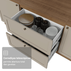 Balcão de Cozinha 80 cm 2 Gavetas (Sem Tampo) Rustic/Crema Vik Madesa