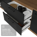 Balcão de Cozinha 80 cm 2 Gavetas (Sem Tampo) Rustic/Preto Agata Madesa
