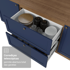 Balcão de Cozinha 80 cm 2 Gavetas (Sem Tampo) Rustic/Azul Vik Madesa