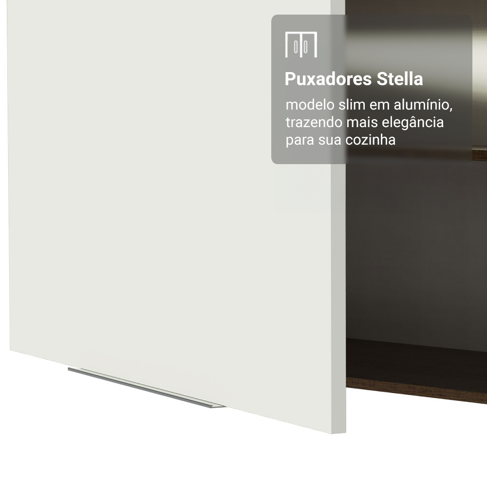 Armário Aéreo 100 cm 1 Porta Basculante Rustic/Branco Stella Madesa