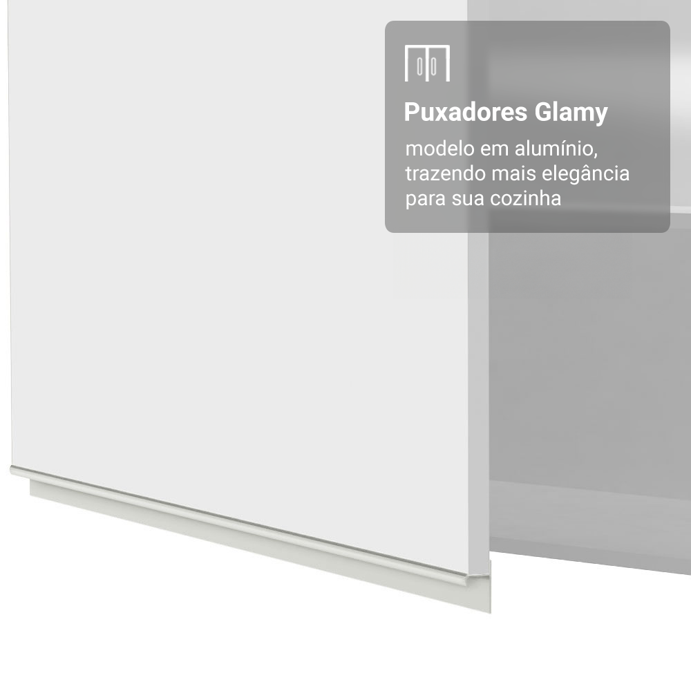 Armário Aéreo Madesa Glamy 120 cm 2 Portas Branco