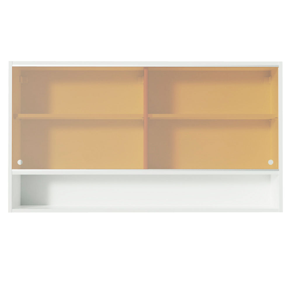 Armário Aéreo 2 Portas de Correr de Vidro Reflex e 1 Nicho para Cozinhas Glamy, Lux, Agata e Reims Madesa Branco