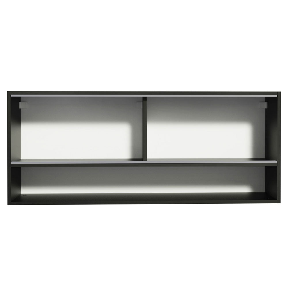 Armário Aéreo Madesa Reims 120cm 2 Portas de Correr de Vidro Reflex 1 Nicho Preto