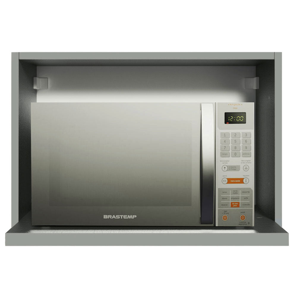 Armário Aéreo 60 cm Nicho para Microondas e Forno Elétrico Cinza Nice Madesa