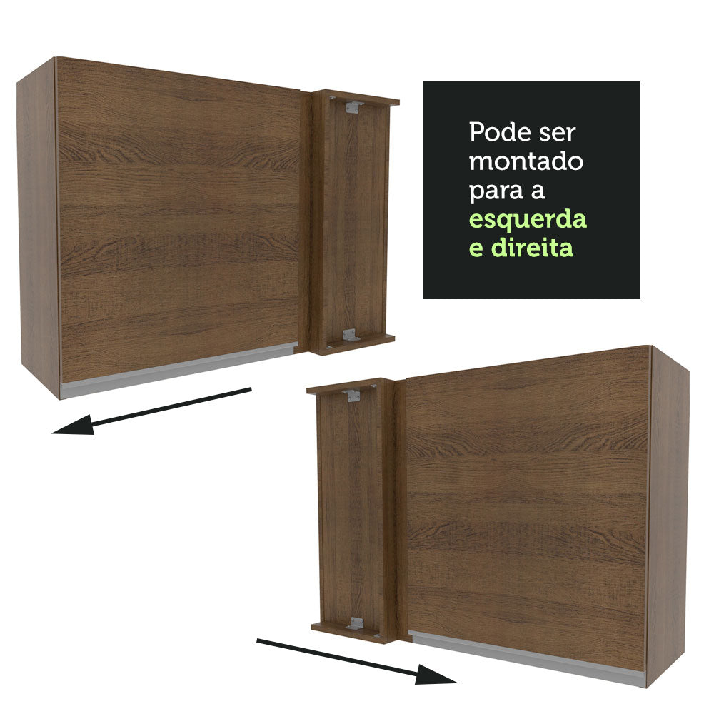 Armário Aéreo de Canto Madesa Glamy 1 Porta Rustic