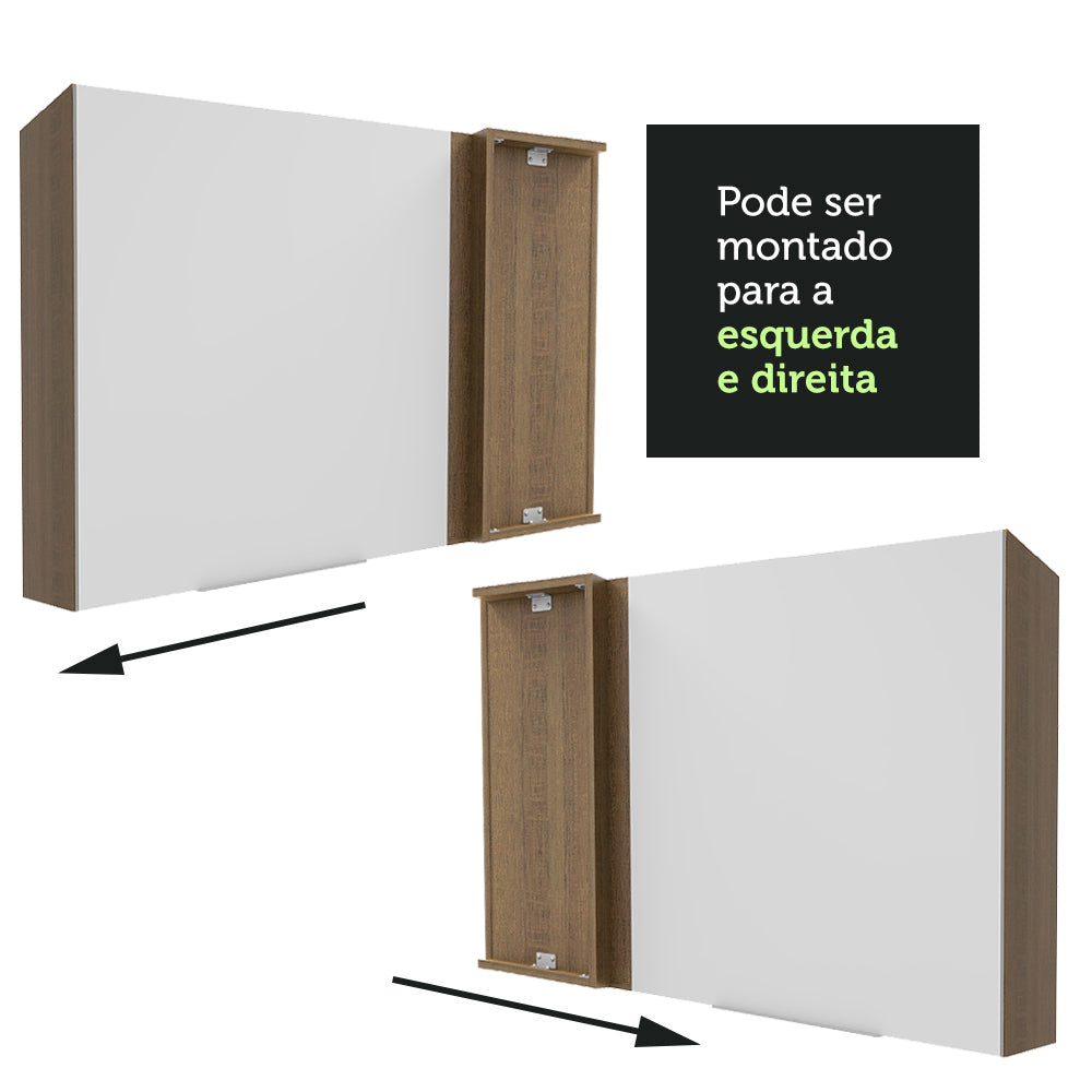 Armário Aéreo de Canto Madesa Stella 1 Porta Rustic/Branco