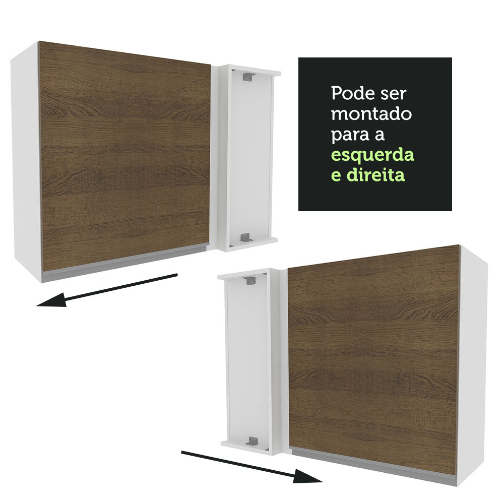 Armário Aéreo de Canto Madesa Glamy 1 Porta Branco/Rustic