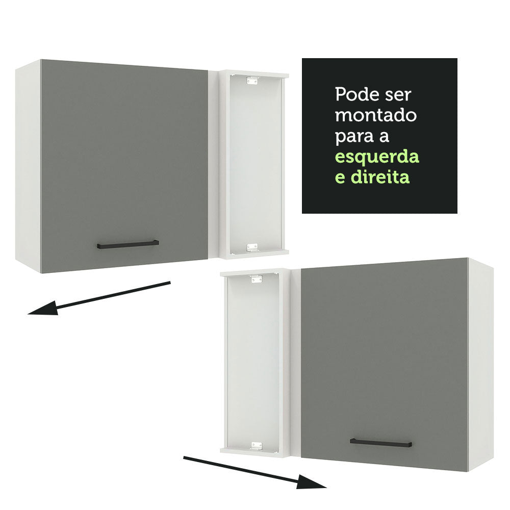 Armário Aéreo de Canto Madesa Agata 1 Porta Branco/Cinza