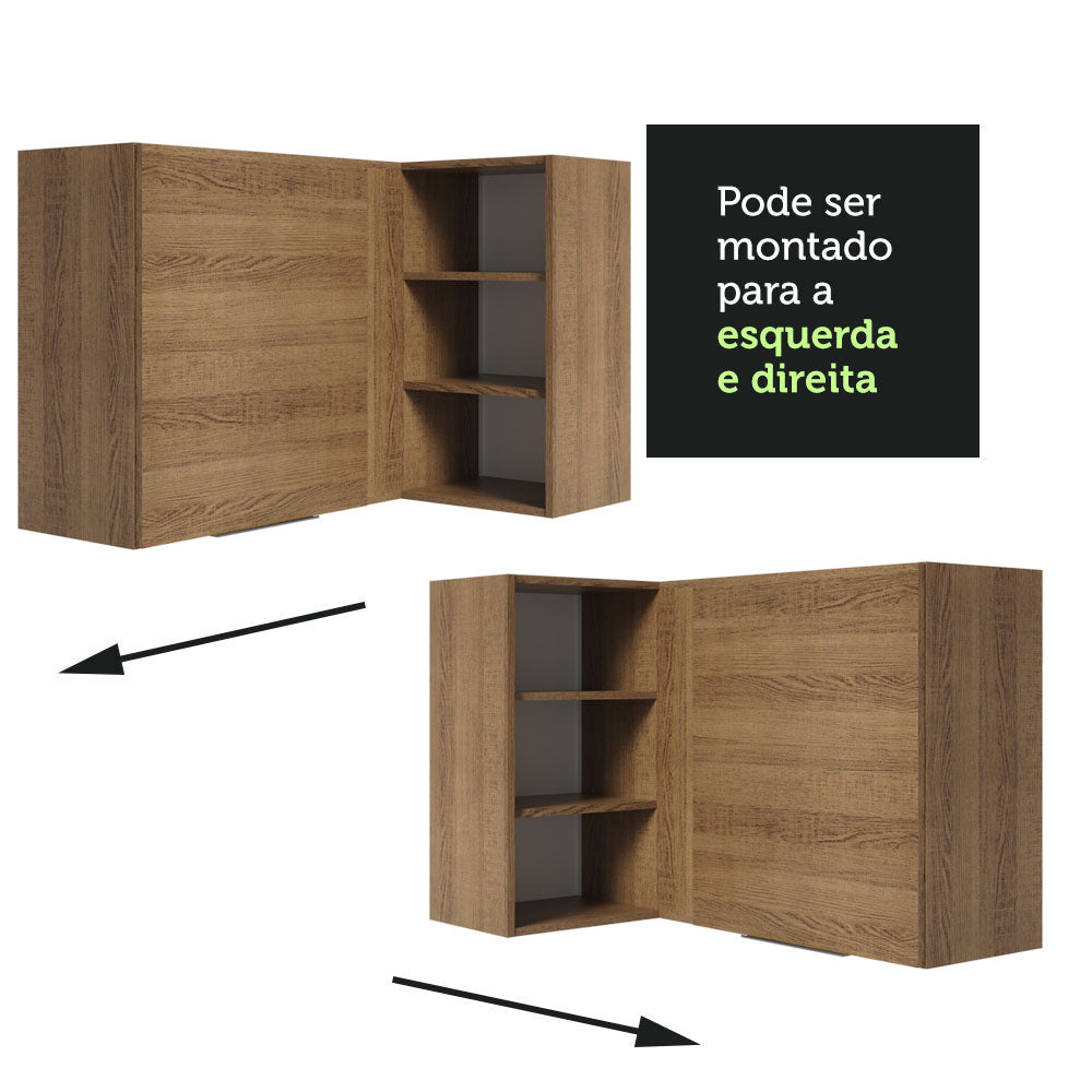 Armário Aéreo de Canto Madesa Stella 1 Porta para linha de 60 cm de profundidade Rustic