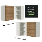 Armário Aéreo de Canto Madesa Stella 1 Porta para linha de 60 cm de profundidade Branco/Rustic