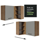 Armário Aéreo de Canto Madesa Agata 1 Porta para linha de 60 cm de profundidade Rustic/Cinza