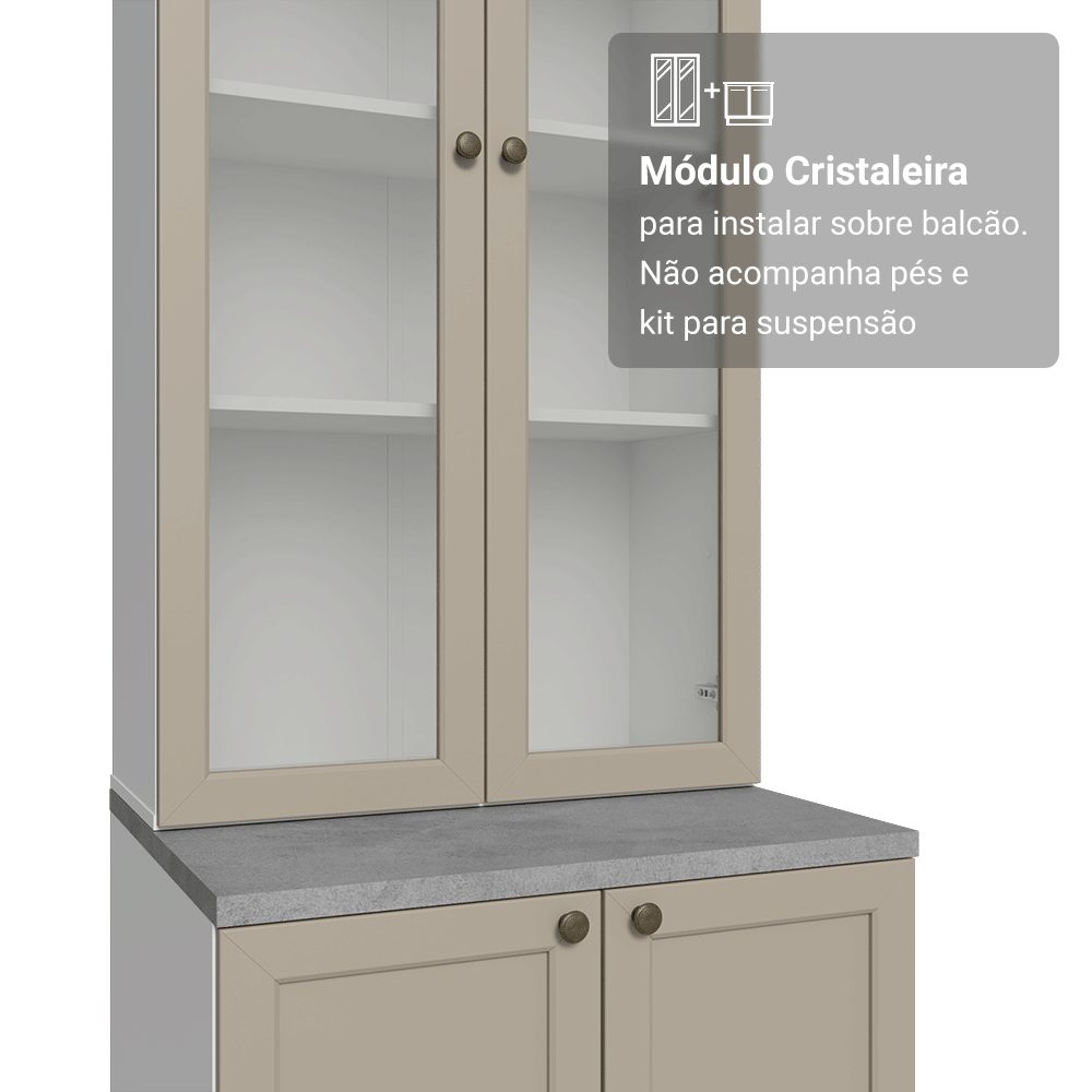 Módulo Cristaleira 70 cm 2 Portas de Vidro Branco/Crema Vik Madesa