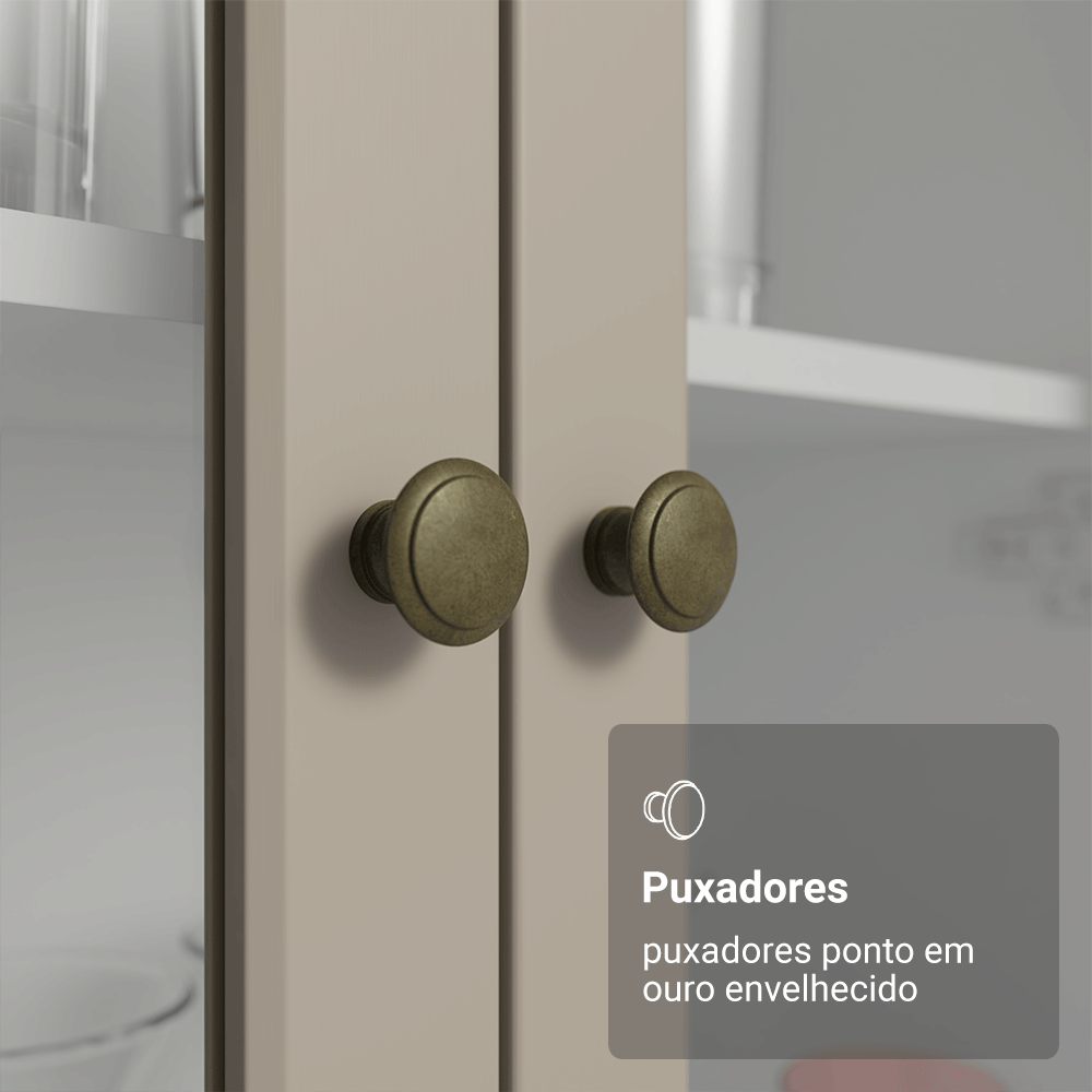 Cristaleira Suspensa 70 cm 2 Portas de Vidro Branco/Crema Vik Madesa