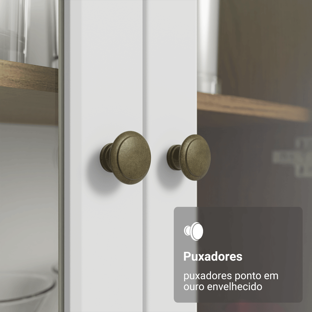 Módulo Cristaleira 70 cm 2 Portas de Vidro Rustic/Branco Vik Madesa