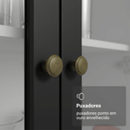Cristaleira Suspensa 70 cm 2 Portas de Vidro Branco/Preto Vik Madesa