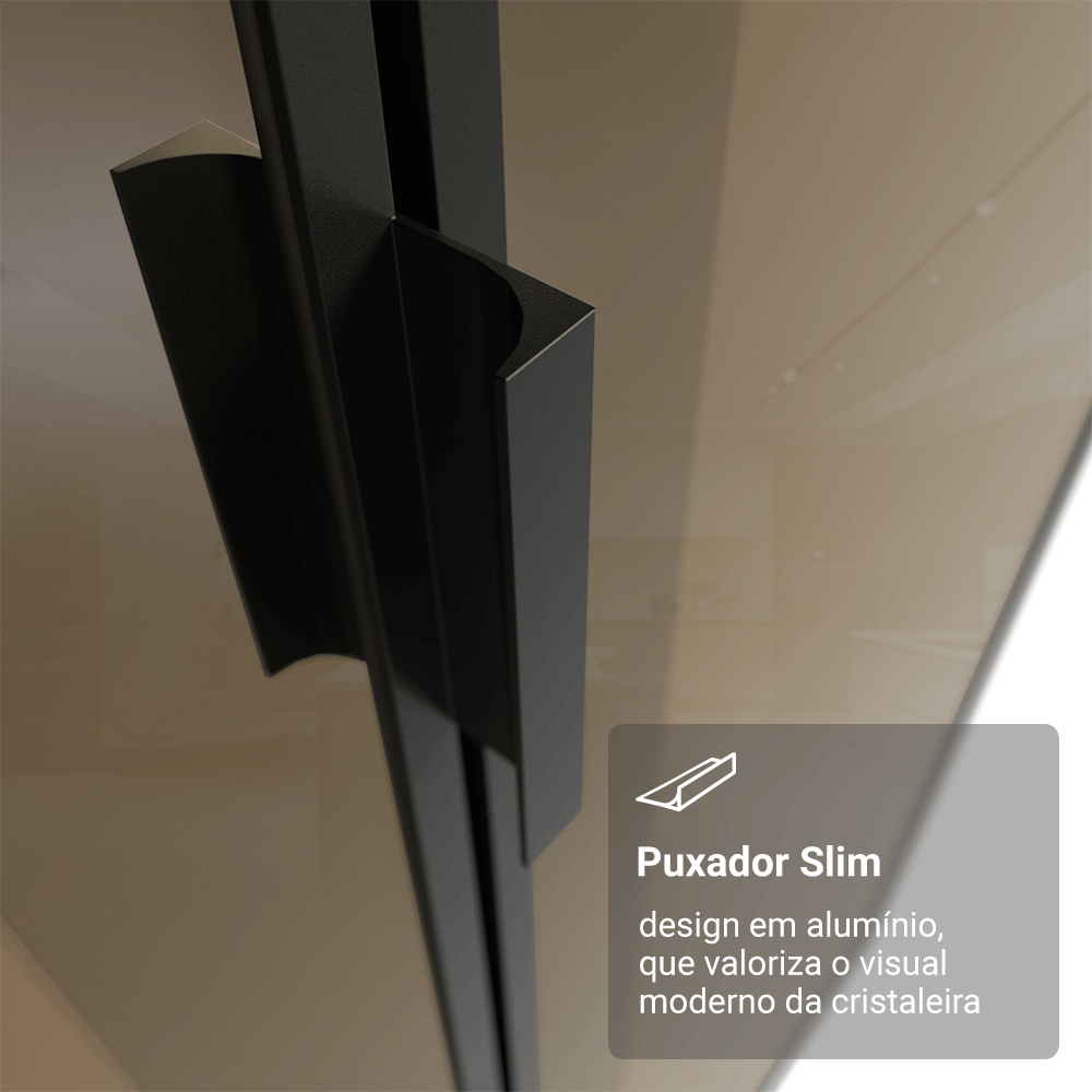 Cristaleira Suspensa 70 cm 2 Portas Rustic/Preto Vidro Reflecta Bronze Vinil Madesa