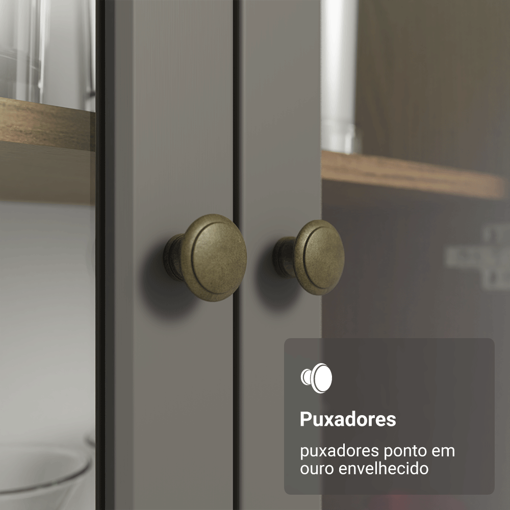 Módulo Cristaleira 70 cm 2 Portas de Vidro Rustic/Cinza Vik Madesa