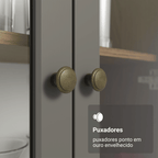 Módulo Cristaleira 70 cm 2 Portas de Vidro Rustic/Cinza Vik Madesa