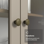 Cristaleira 70 cm 2 Portas de Vidro com Pés Trapézio Rustic/Crema/Rustic Vik Madesa