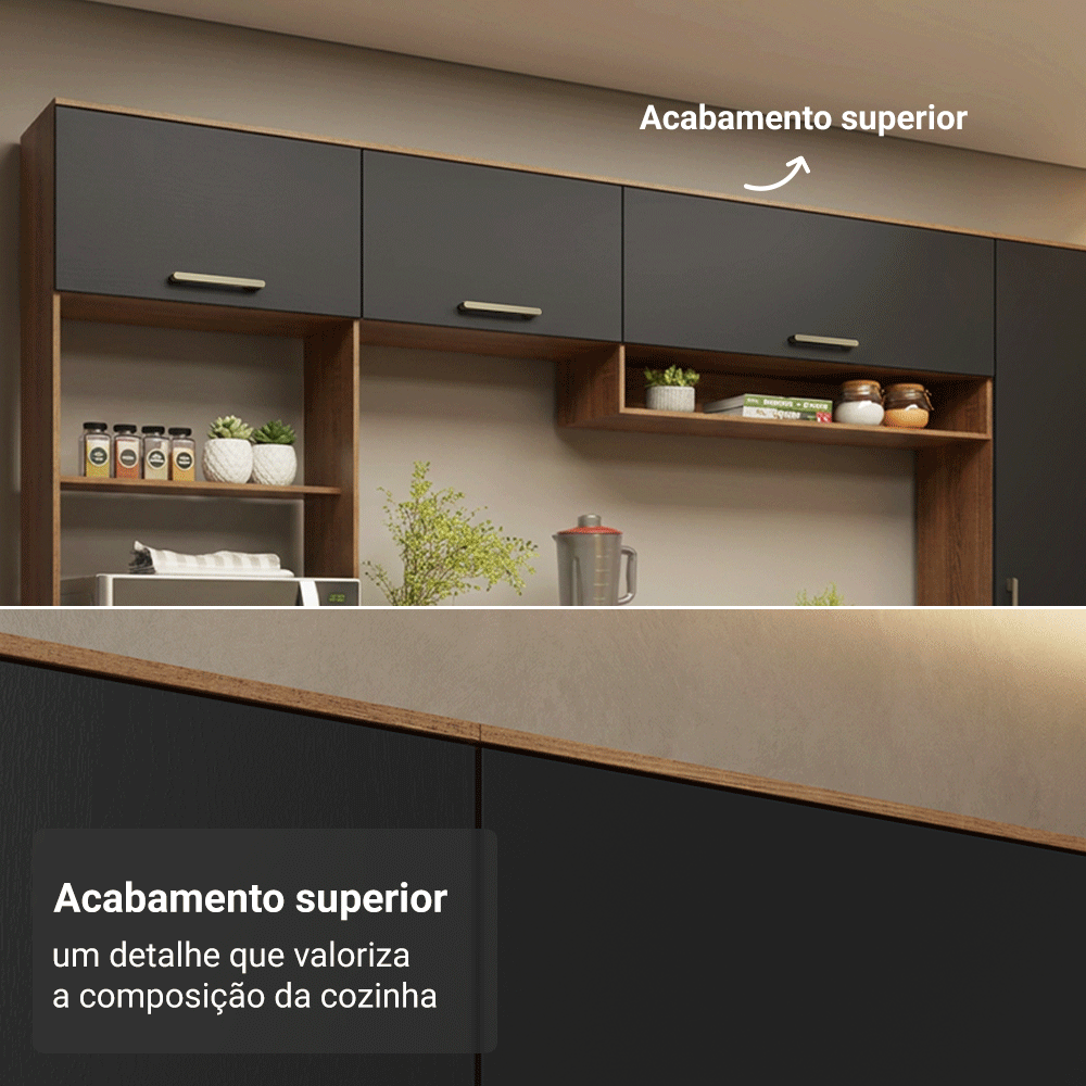 Paneleiro 40 cm 1 Porta Rustic/Preto Lille Madesa