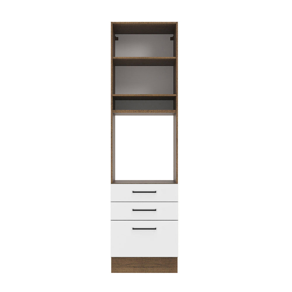 Torre Quente Madesa Agata 60 cm 1 Porta 3 Gavetas Rustic/Branco