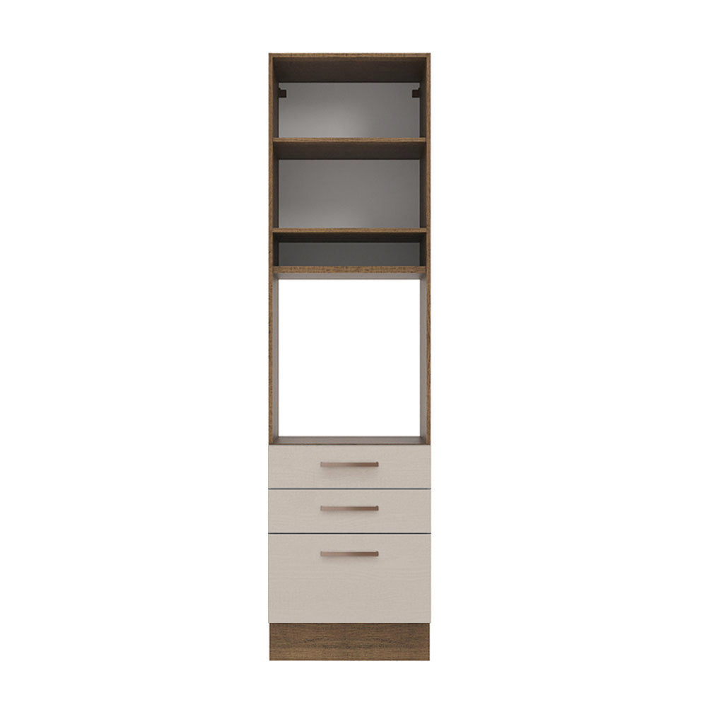 Torre Quente 60 cm 1 Porta 3 Gavetas Rustic/Crema Agata Madesa