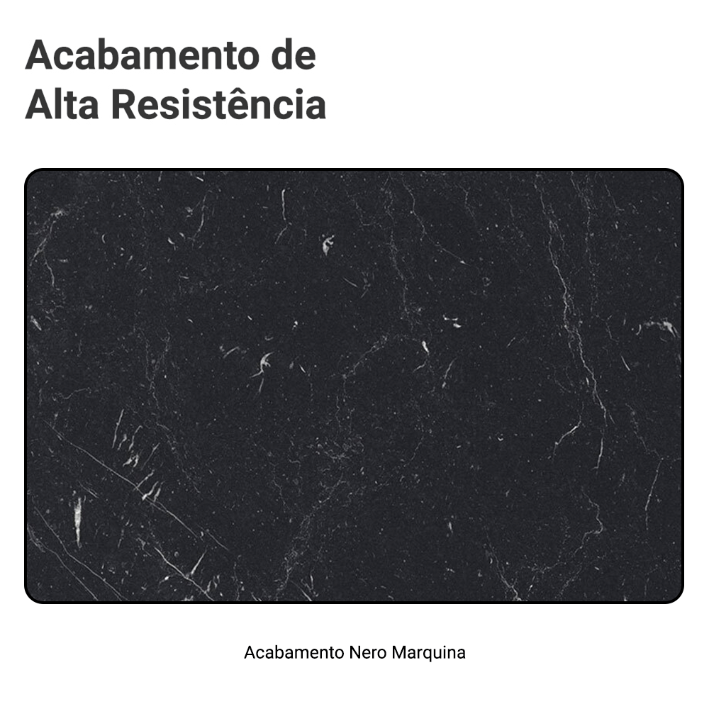 Tampo Madesa 100% MDF para Balcão de Pia 120 cm Nero Marquina