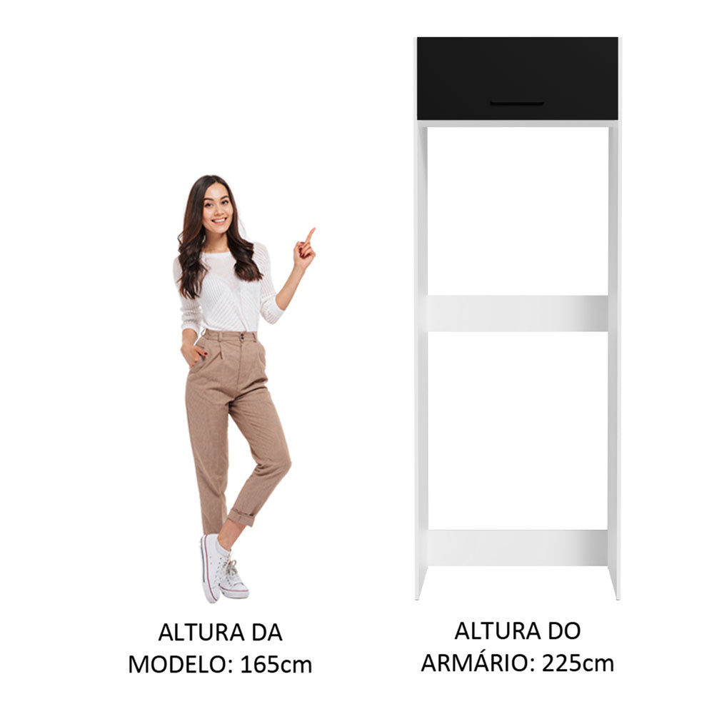 Porta-Geladeira Madesa Agata 1 Porta Basculante Branco/Preto