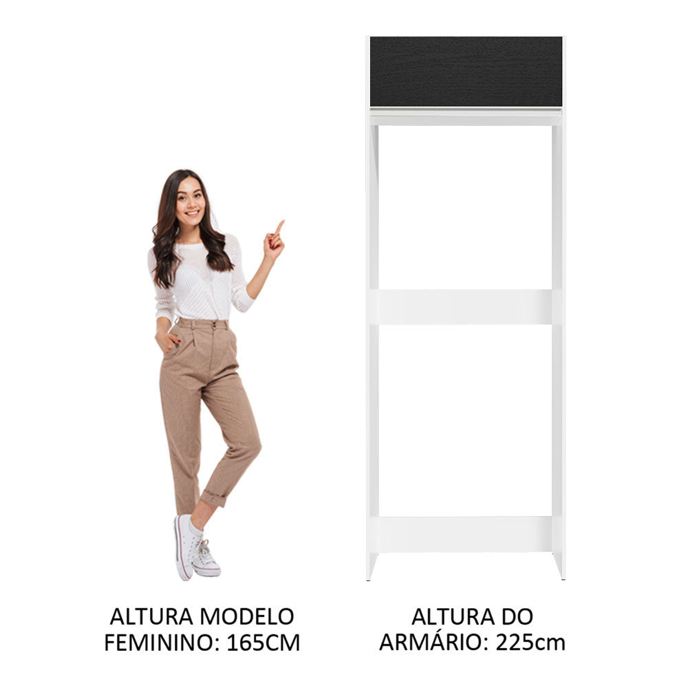 Porta-Geladeira Madesa Glamy 1 Porta Basculante Branco/Preto