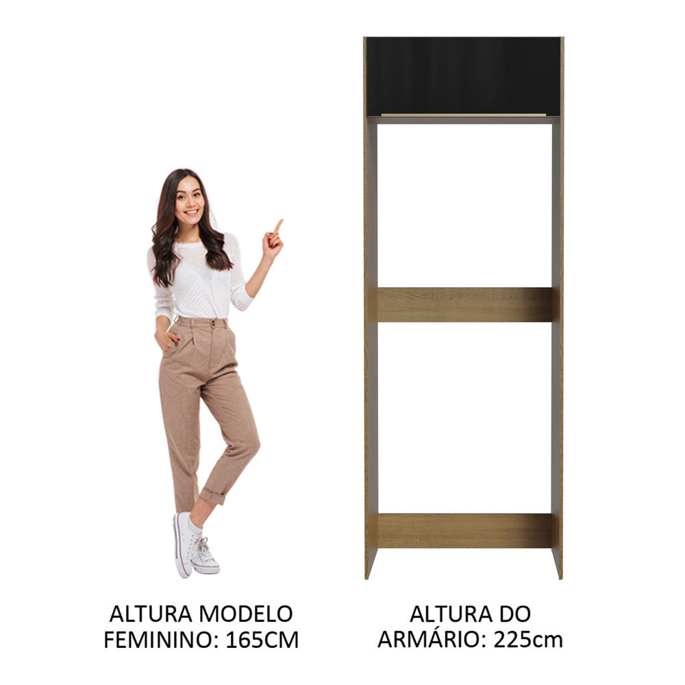 Porta-Geladeira Madesa Lux 1 Porta Basculante Rustic/Preto