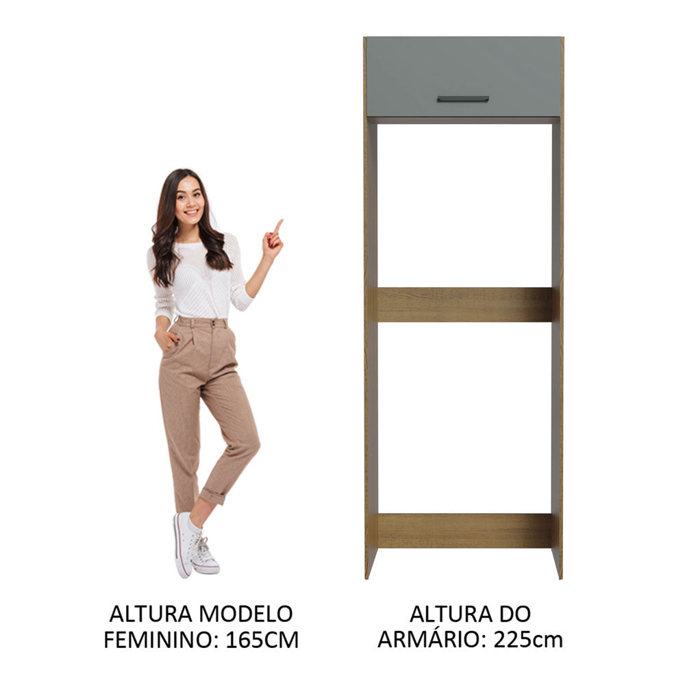 Porta-Geladeira Madesa Agata 1 Porta Basculante Rustic/Cinza