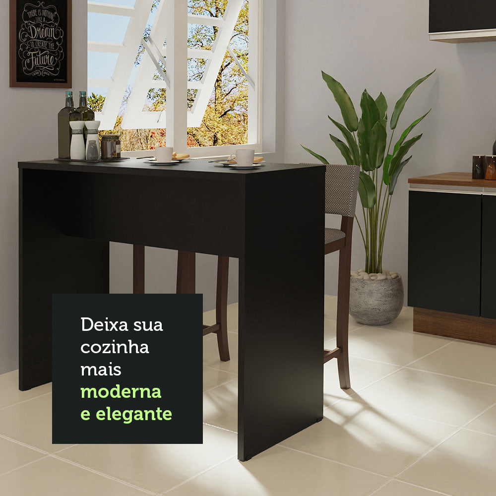 Bancada para Cozinha Madesa 115 cm Preto