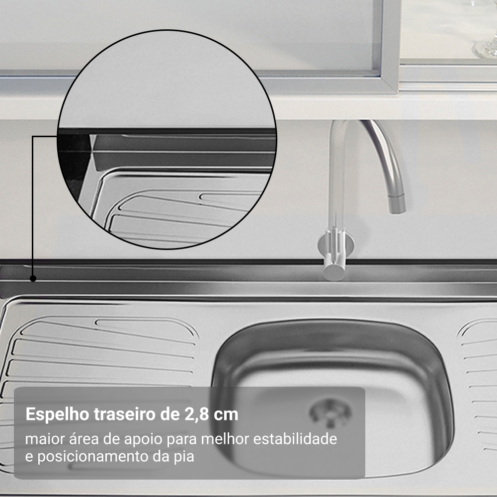 Pia de Apoio Tramontina New Raggi 40 em Aço Inox 120 x 52 cm