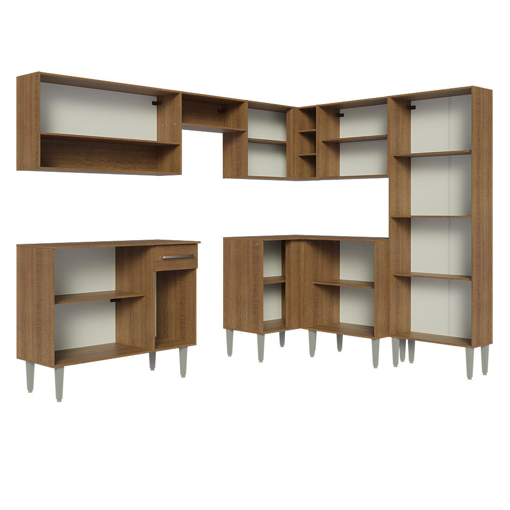 Armário de Cozinha Completa de Canto 417cm Cinza/Rustic Emilly Madesa 02