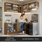 Armário de Cozinha Completa de Canto 349cm Rustic Glamy Madesa 06