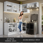 Armário de Cozinha Completa de Canto 349cm Branco Glamy Madesa 07