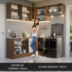 Armário de Cozinha Completa de Canto 349cm Rustic/Branco Glamy Madesa 07