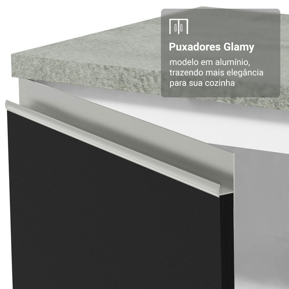 Armário de Cozinha Completa 549cm Branco/Preto Glamy Madesa 01
