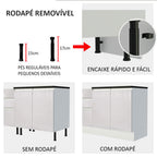 Kit Área De Serviço Madesa Acordes 100% MDF com Armário e Balcão de Canto Portas Branco Brilho
