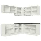 Armário de Cozinha Completa de Canto 100% MDF 389cm Frentes Branco Brilho Acordes Madesa 02