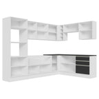 Armário de Cozinha Completa de Canto 100% MDF 479cm Branco/Preto Acordes Madesa 03