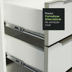 Armário de Cozinha Completa de Canto 546 x 60 cm Branco/Branco Veludo Lux Madesa 01