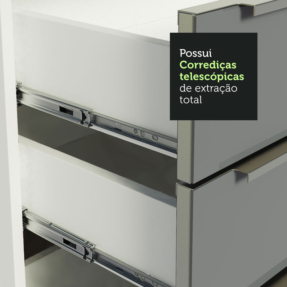Armário de Cozinha Completa de Canto 546cm Branco/Cinza Lux Madesa 03