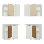 Kit Canto Reto Madesa Smart 2 Portas e Nicho com tampo Rustic/Crema/Branco