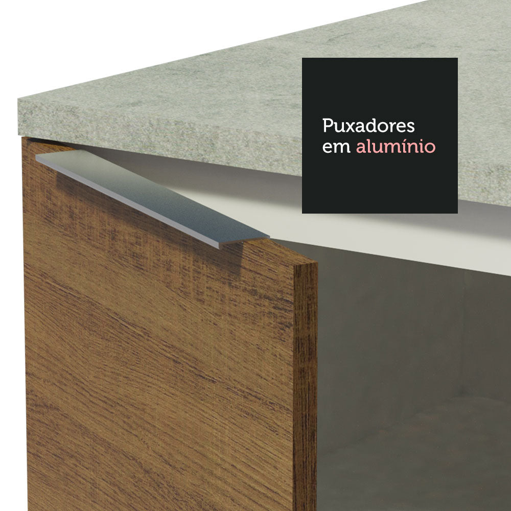 Armário de Cozinha Completa de Canto 489cm Branco/Rustic Stella Madesa