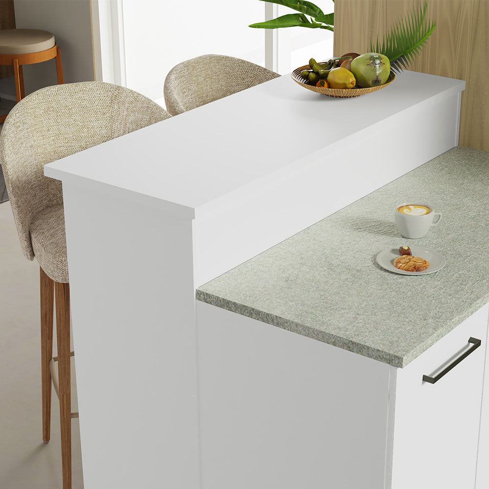 Ilha de Cozinha com Bancada e Balcão 120 cm Branco Agata Madesa